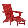 Flash Furniture Red Adirondack Chair with Ottoman and Cupholder LE-HMP-1045-110-RD-GG